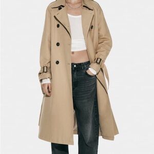 Zara Double Breasted Long Trench Coat